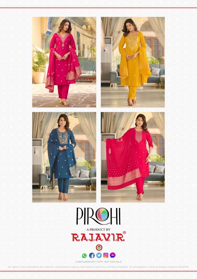 Kalhaar Vol 3 By Pirohi Roman Silk Designer Kurti With Bottom Dupatta Wholesalers In Delhi
